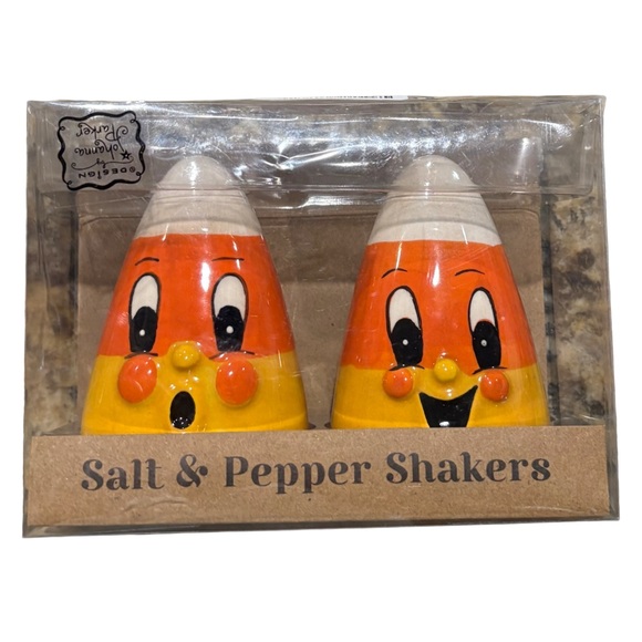 JOHANNA PARKER NWT 2pc ceramic candy corn salt & pepper shakers - Picture 1 of 3